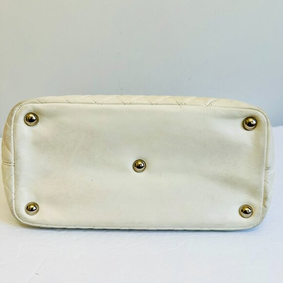 AUTHENTIC CHANEL LAMBSKIN LEATHER AND SNAKESKIN CC QUILTED CAMBON TOTE BAG RARE - Picture 6 of 14